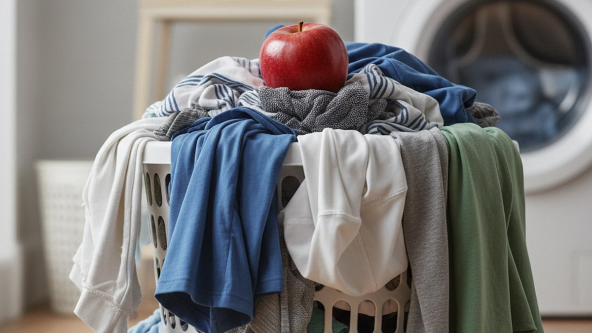 « Depuis que je mets une pomme dans le linge humide, fini les mauvaises odeurs ! »
